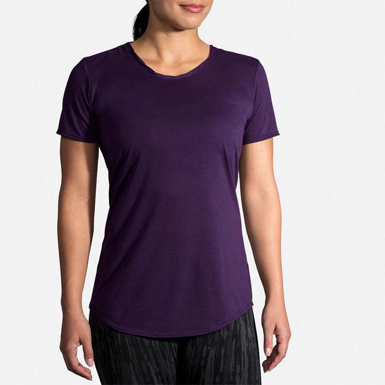 Brooks Distance Short Sleeve Running Shirt - Women's - Purple (48637-MPLS)